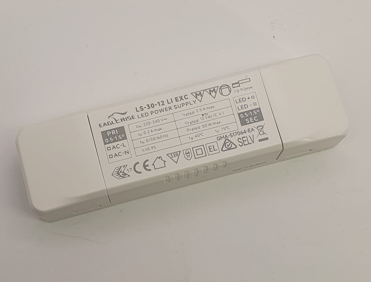 LED-driver LS-30-12 LI1 EXC, 30 W, 12 V DC, flimmerfri konstantspänning | Molectric