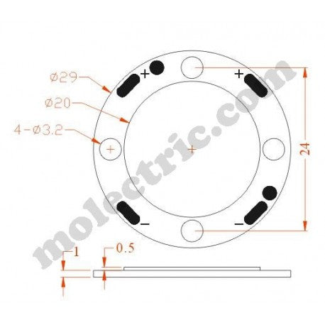 COB LED, rund, Vit 3 Watt