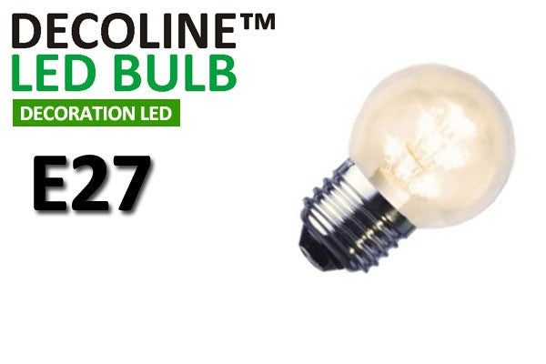 Klotlampa LED Decoline Klar 0,9W E27 Varmvit