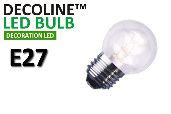 Klotlampa LED Decoline Klar 0,9W E27 Vit