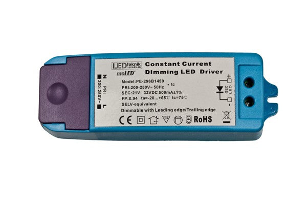 Primärdimmad drivare 500mA 18W 6-12 LED i serie