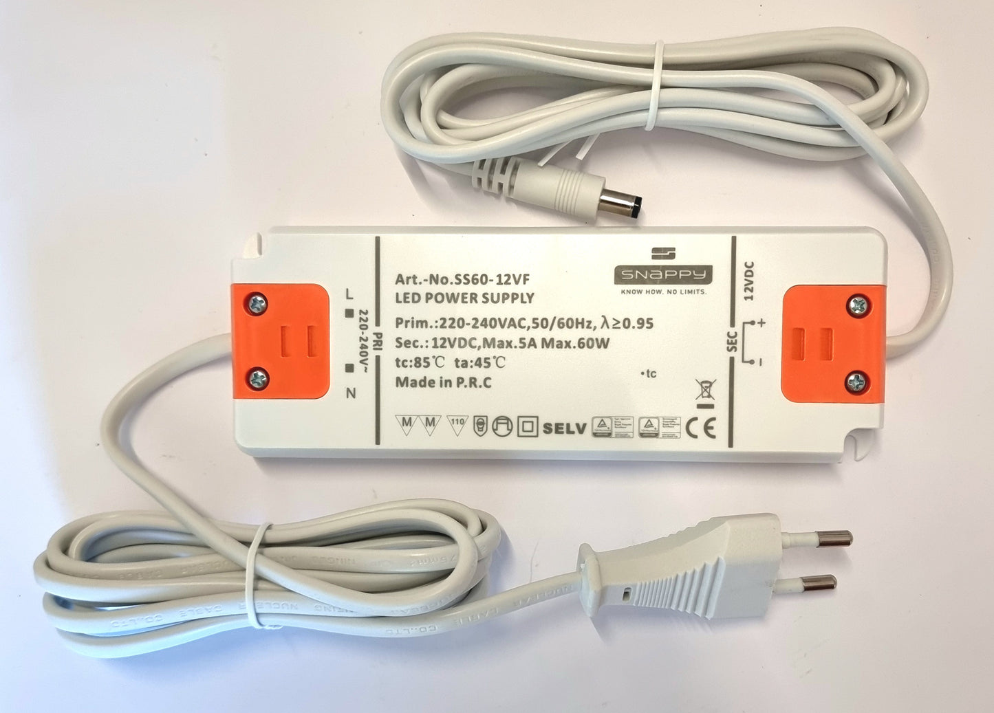 Transformator 12volt 60watt med kablage