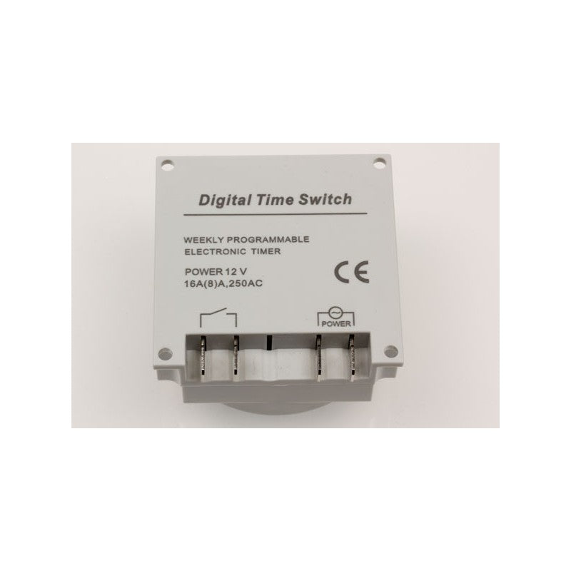 12 Volt Timer, digital 7-dagars, 16Ampere