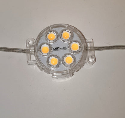 Moled Rund LED-modul med sex linser, transparent hölje och anslutningskabel | Molectric