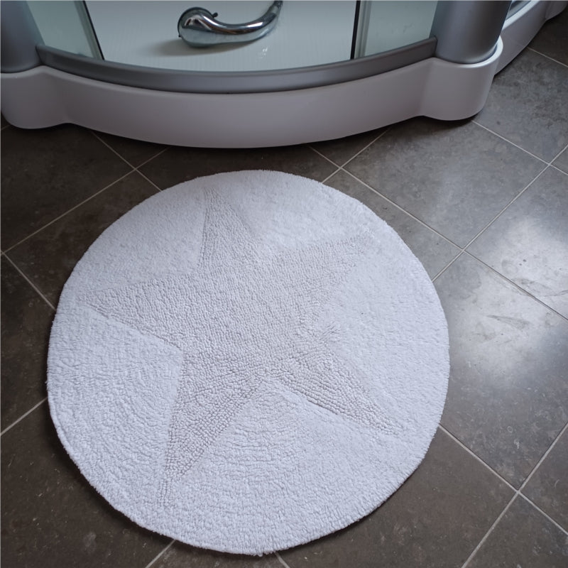 Matta Star rund 55 cm med stjärnmönster i badrummet vid duschen | Molectric