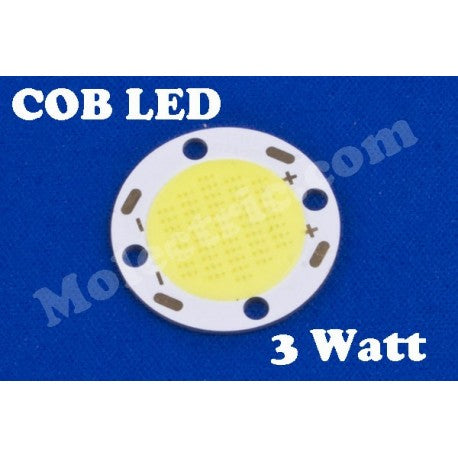 COB LED, rund, Varmvit 3 Watt