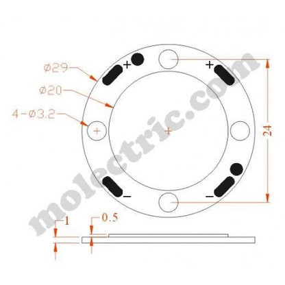 COB LED, rund, Vit 3 Watt