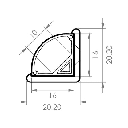 MLP006 Aluprofil Halvrund