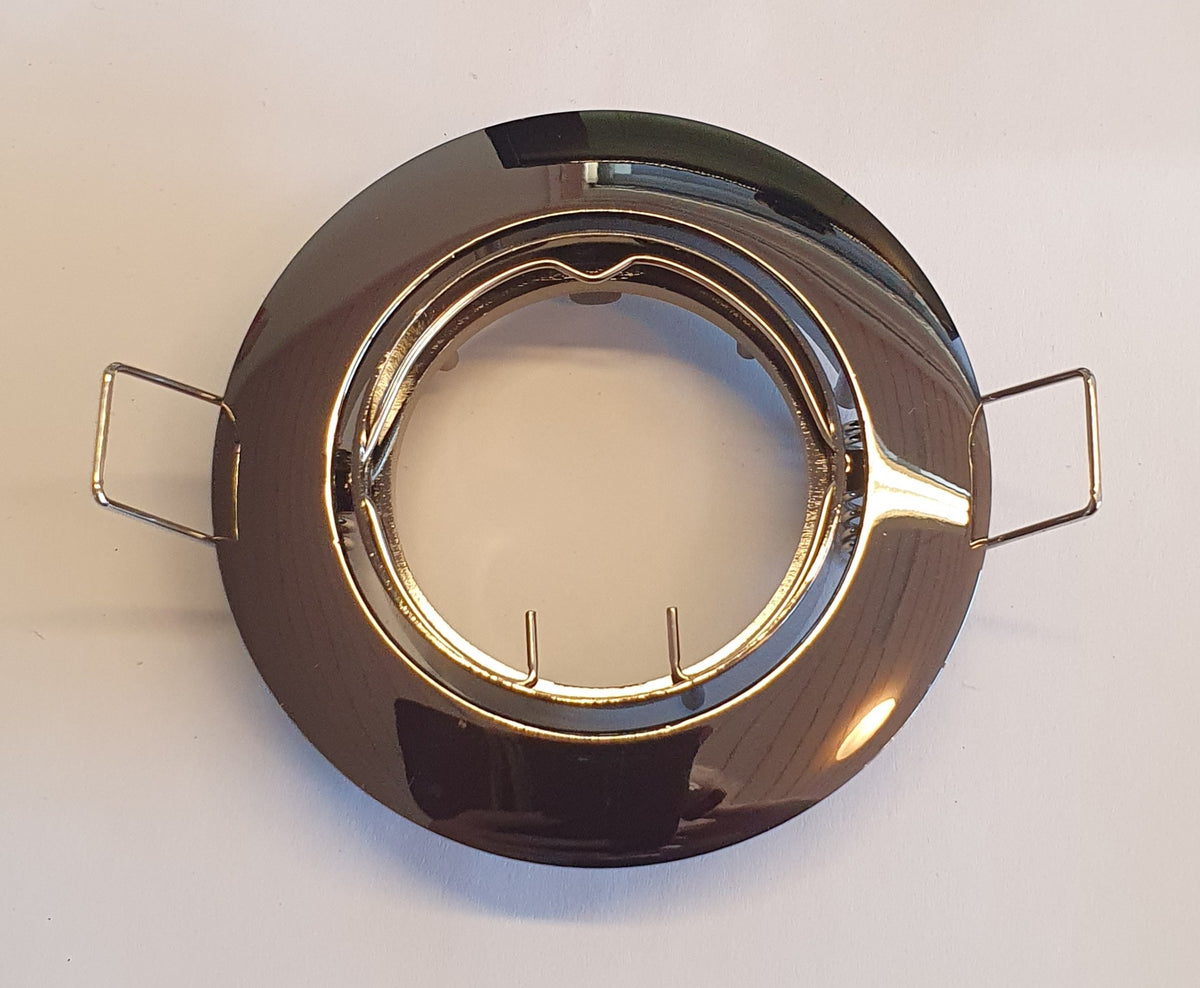 Designlight D-3254PB rund vinklingsbar MR16-armatur med blank metallfinish, fjäderfästen och låsring | Molectric