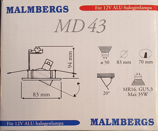 Downlight. komplett armatur med ljuskälla MR16 eller GU5