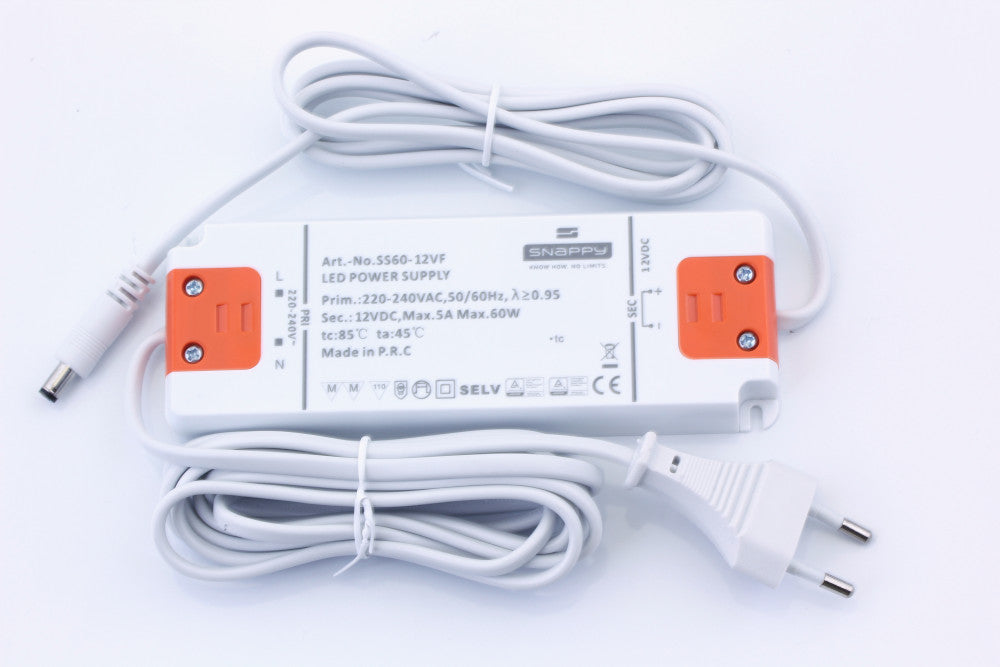 Transformator 60watt 12v med kablage