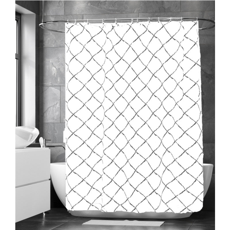 Duschdraperi Romb  Vit/grå 180×200 cm
