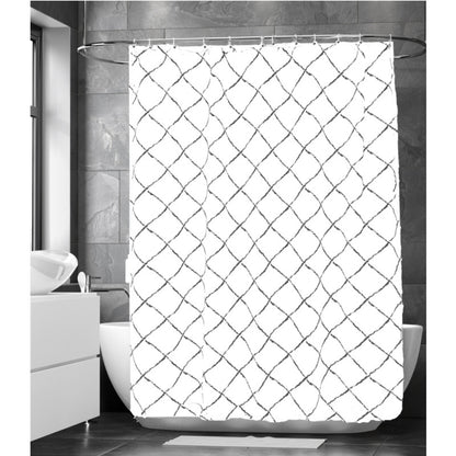 Duschdraperi Romb vit/grå 180 × 200 cm i badrummet vid badkaret | Molectric