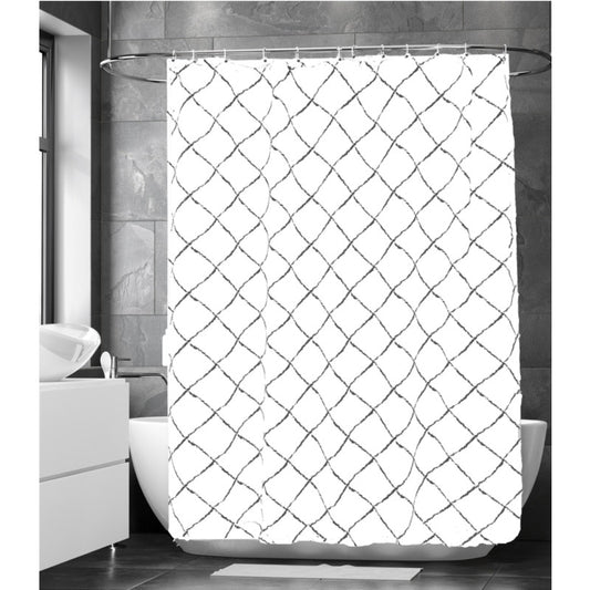 Duschdraperi Romb  Vit/grå 180×200 cm