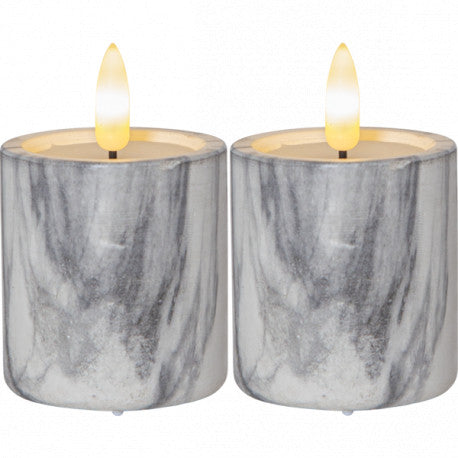LED BLOCKLJUS 2-PACK FLAMME MARBLE