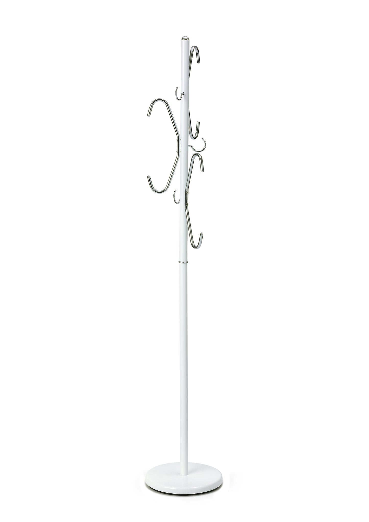 "Premium Line".Tamburmajor Galge med 3 galgar ( 9 st hängare). Vit/krom 175,5x dia.30,5 cm