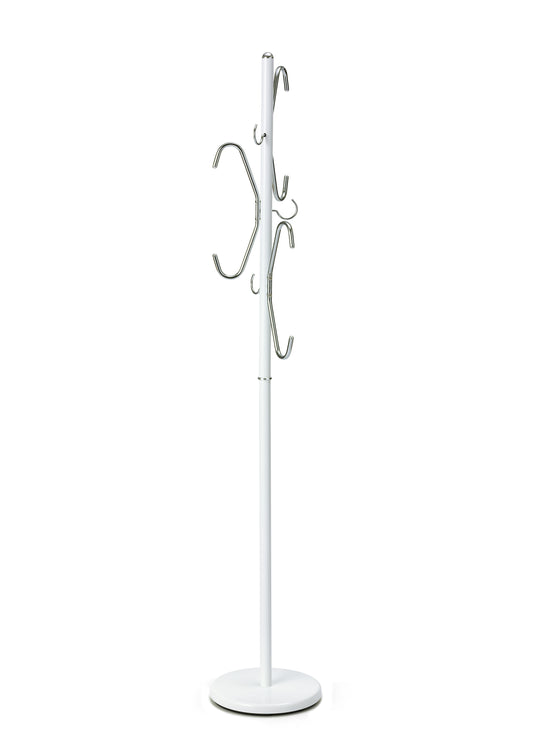 "Premium Line".Tamburmajor Galge med 3 galgar ( 9 st hängare). Vit/krom 175,5x dia.30,5 cm