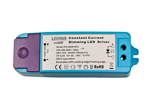 Primärdimmad drivare 700mA 18W 4-9 LED i serie